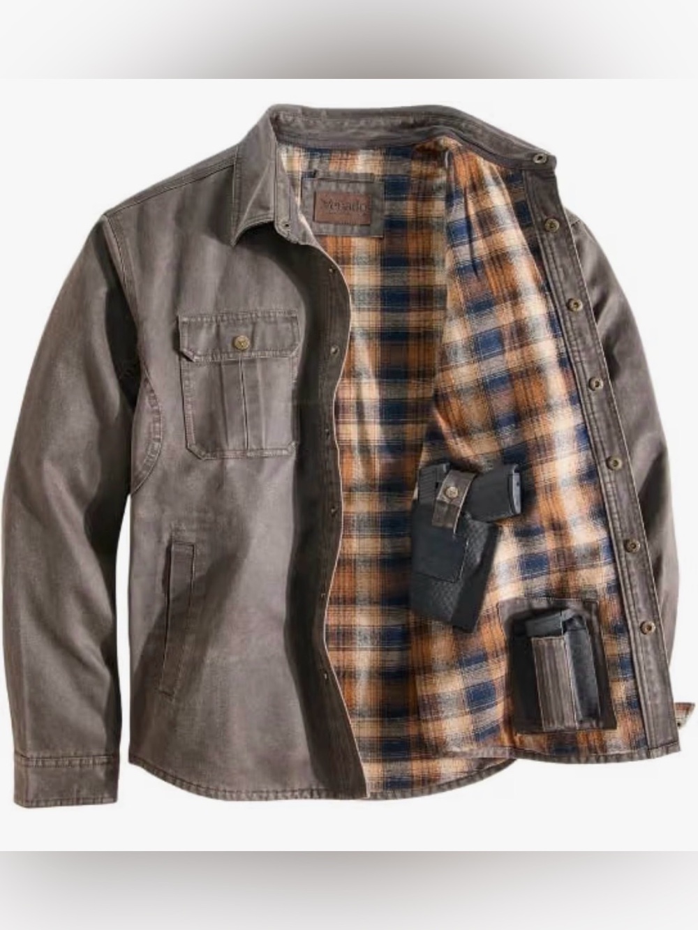 Men's Plaid-Lined Brown Shirt Jacket